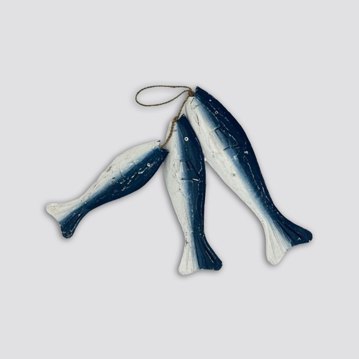 Rustic Trio of Wooden Fish on String