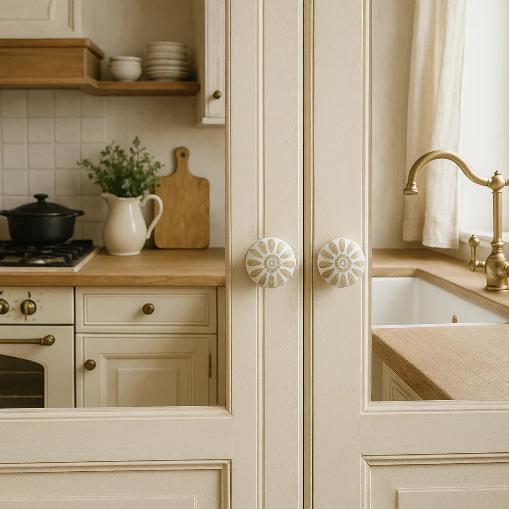 Round Cutting doorknob 5 leaf 1 flower