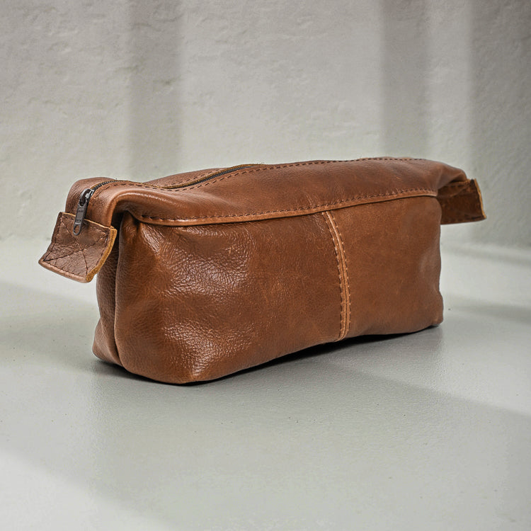 Unisex Leather Toiletry Bag
