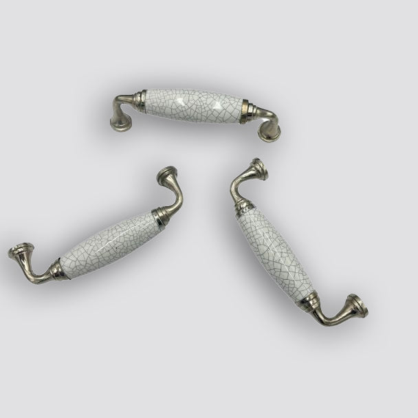 White Crackle Ceramic Handles – Vintage Finish