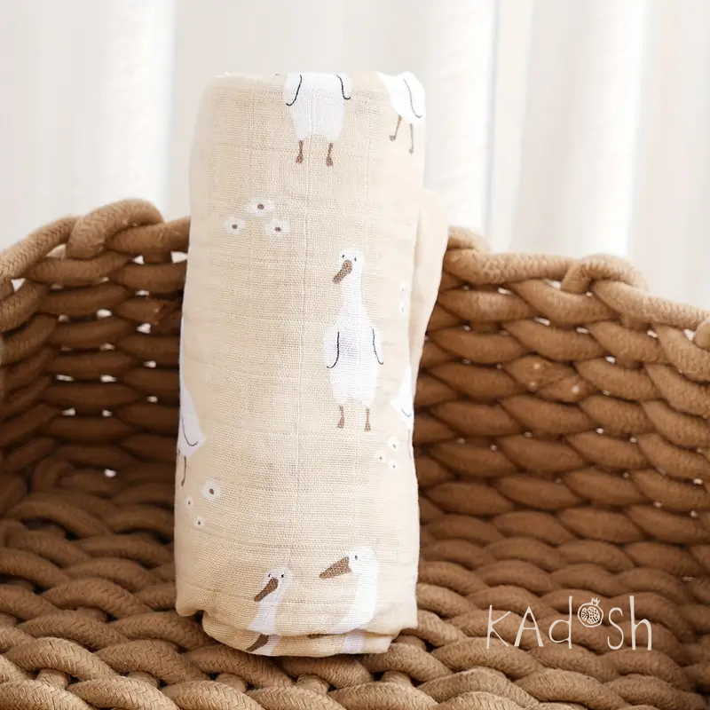 Cozy Muslin Swaddle Blanket Big Goose | Ultra-Soft Bamboo Baby Wrap for Everyday Comfort