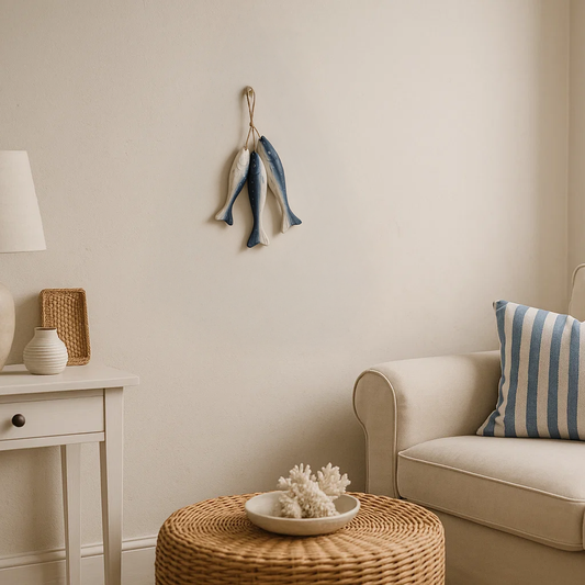 Rustic Trio of Wooden Fish on String
