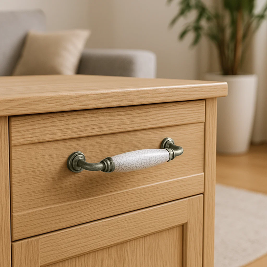 White Crackle Ceramic Handles – Vintage Finish